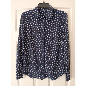 NEXT Shirt Navy Blue Bird‎ Animal Print Casual Smart Work Women's Size 8